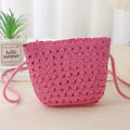 Mini sac en paille tressée rose, fait main, sac enfant été, LSDLBoutique