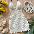Robe d'été courte en maille à perles de bois – Soleia - LSDLBoutique