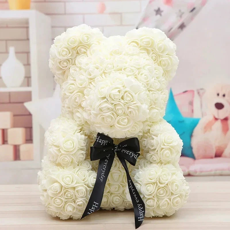 Ourson en roses éternelles avec boîte – 40 cm - LSDLBoutique