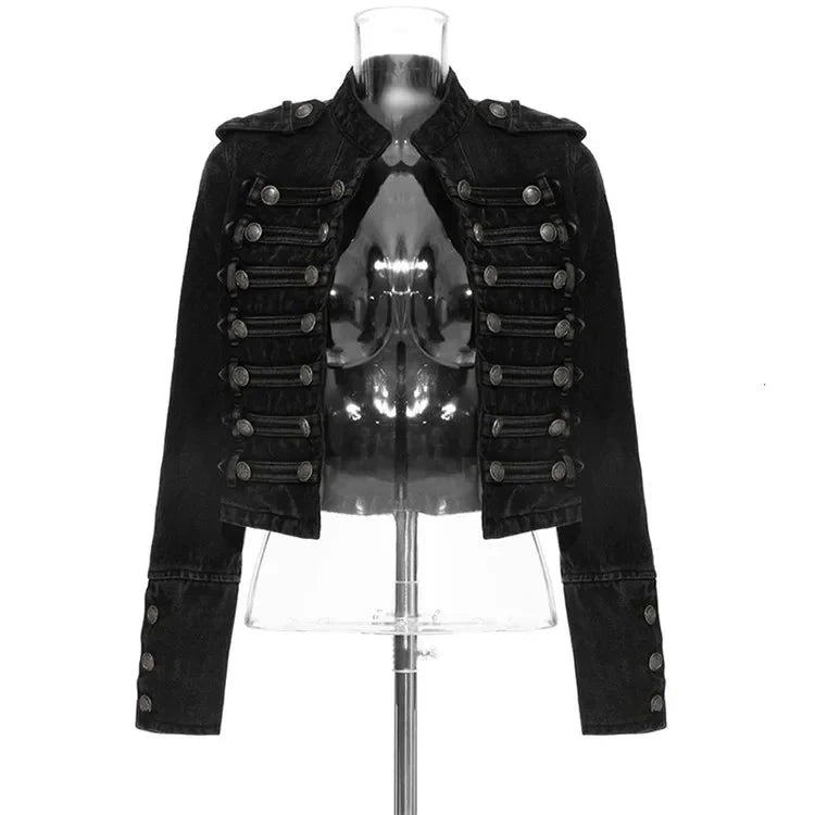 Veste en jean courte fendue à boutons amples - LSDLBoutique