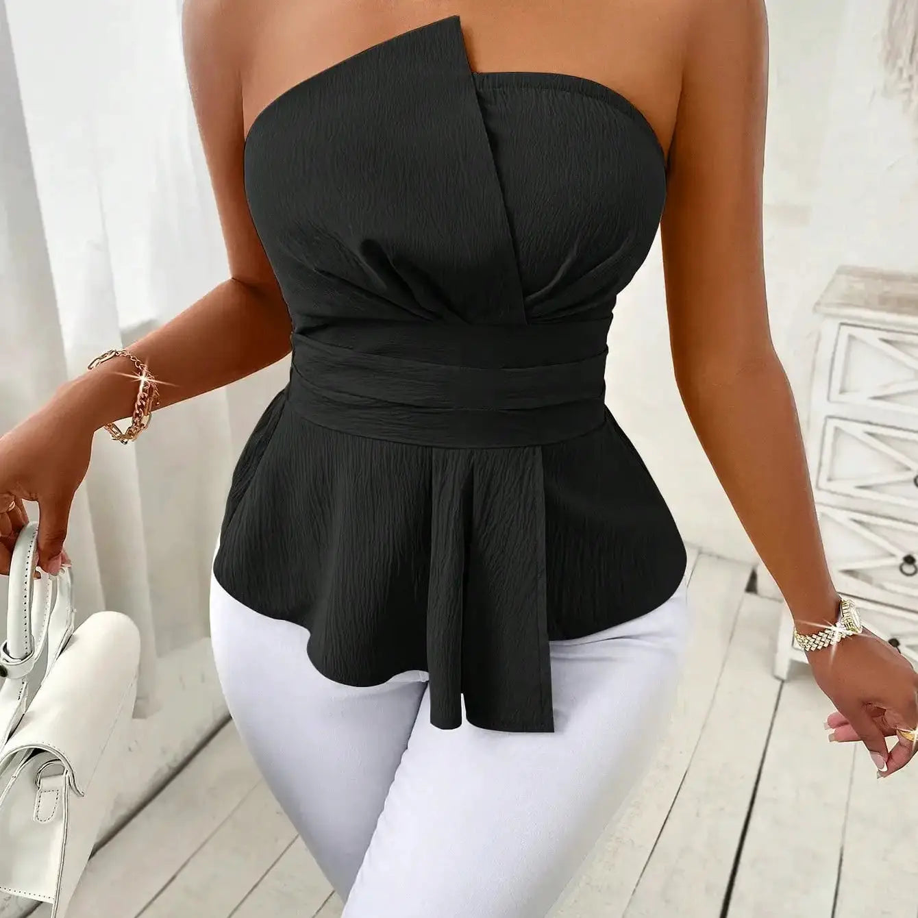 Top bustier peplum à ceinture - LSDLBoutique
