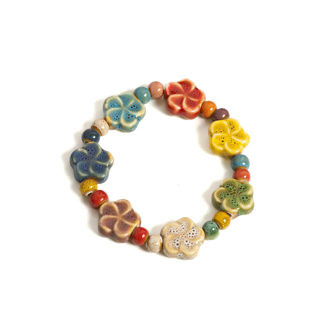 Bracelet de perles en céramique multicolore à motifs étoile de mer et coquillage, élastique Boho plage
