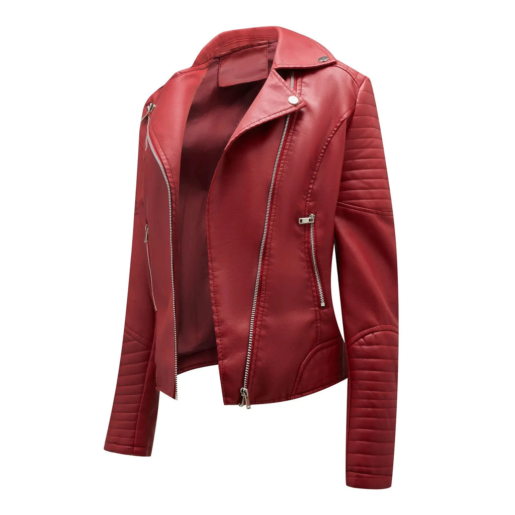 Veste Courte en Cuir Femme – Style Moto