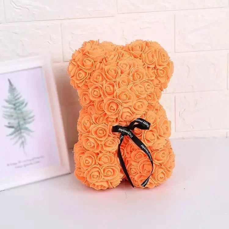 Ourson en roses éternelles avec boîte – 25 cm - LSDLBoutique