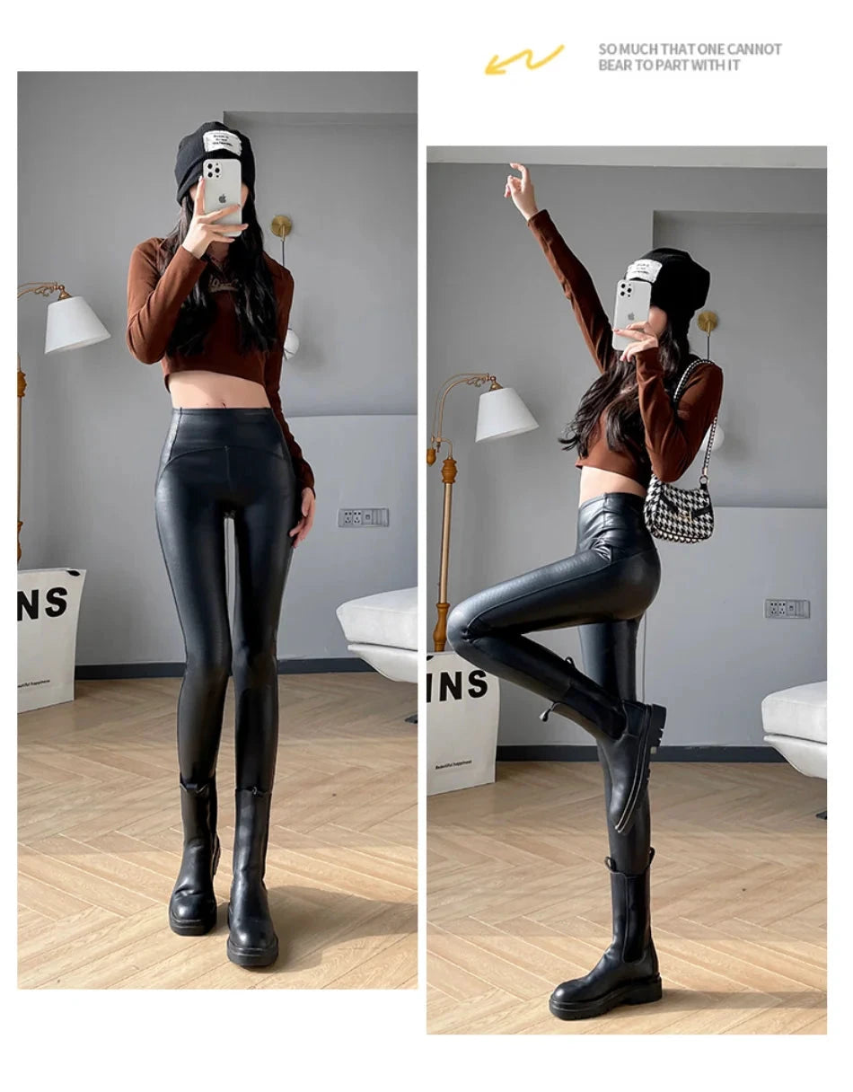 Leggings Cuir PU Noir Taille Haute Serpent - LSDLBoutique