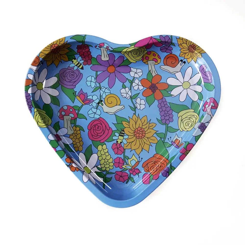 Plateau roulant en métal pour tabac – Forme coeur – 16.5x18 cm