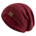 Soft Faux Fur Lined Beanie Hat, Slouchy Winter Knit Cap for Men and Women, for Casual Outdoor Activities