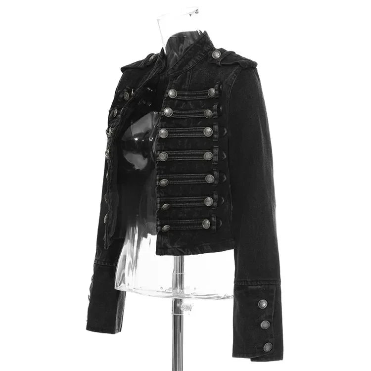 Veste en jean courte fendue à boutons amples - LSDLBoutique