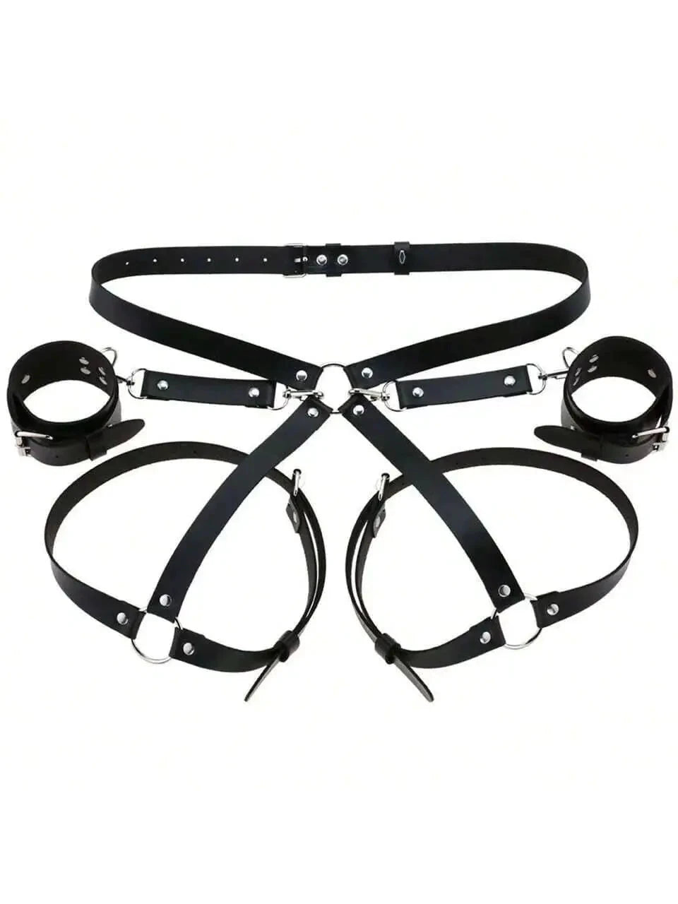 Kit BDSM cuir synthétique – Harnais et menottes ajustables - LSDLBoutique