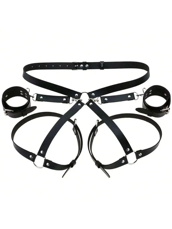 Kit BDSM cuir synthétique – Harnais et menottes ajustables - LSDLBoutique