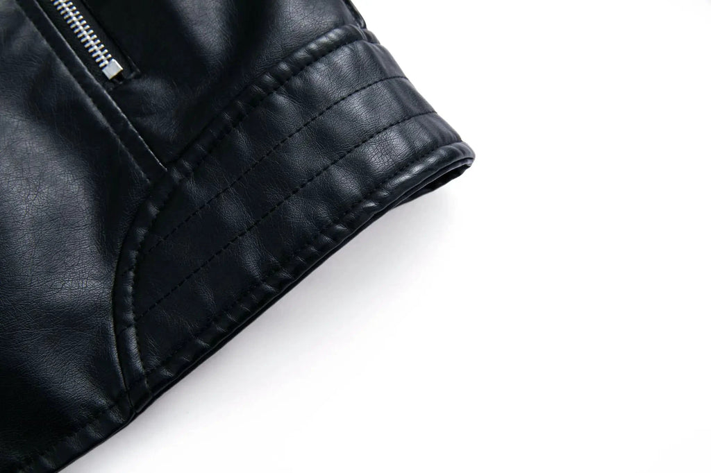 Veste Courte en Cuir Femme – Style Moto - LSDLBoutique