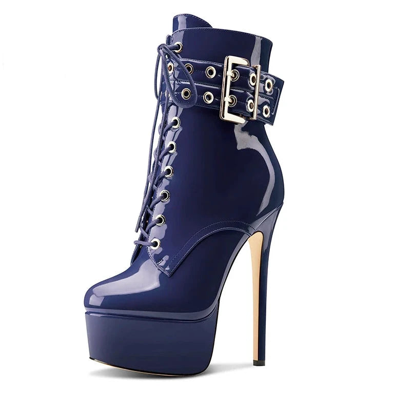 Bottines vernies à talon aiguille et plateforme - LSDLBoutique