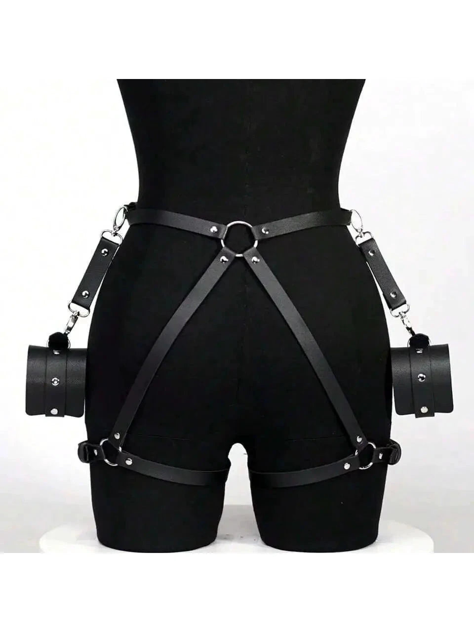 Kit BDSM cuir synthétique – Harnais et menottes ajustables - LSDLBoutique