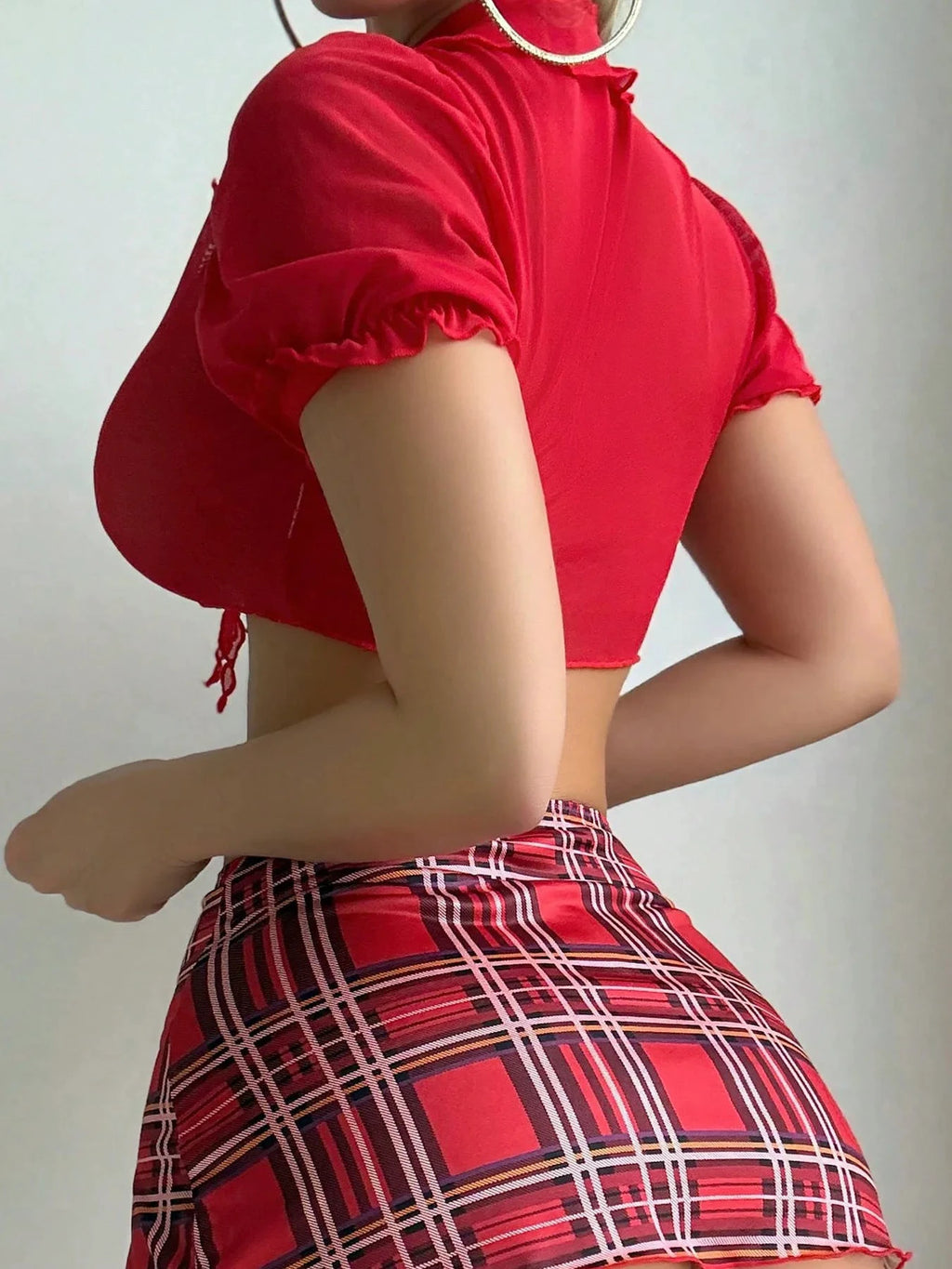 Les Secrets de Léa – Ensemble lingerie quatre pièces à carreaux – Patricia - LSDLBoutique