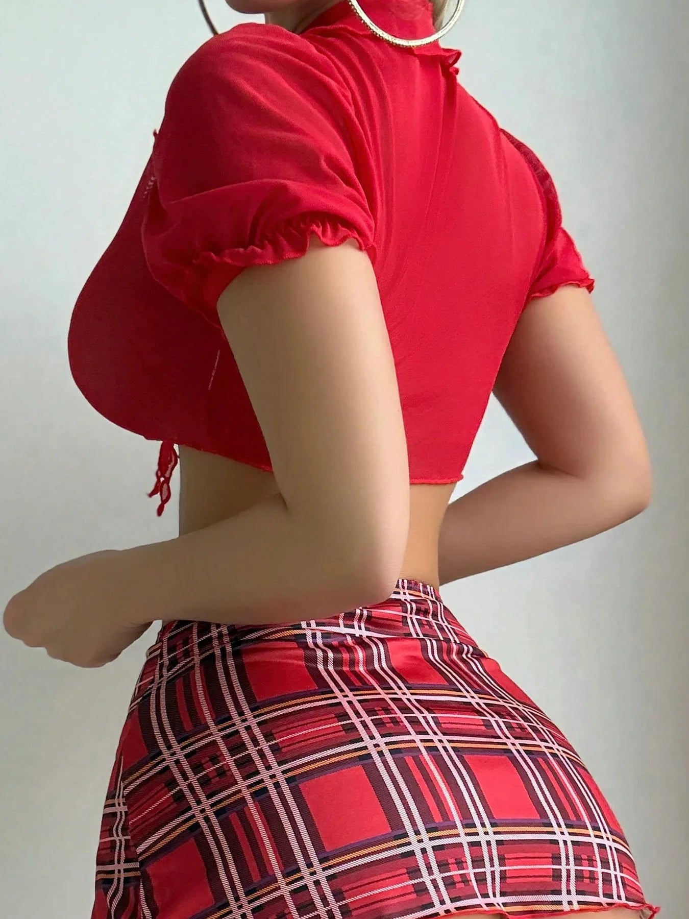 Les Secrets de Léa – Ensemble lingerie quatre pièces à carreaux – Patricia - LSDLBoutique
