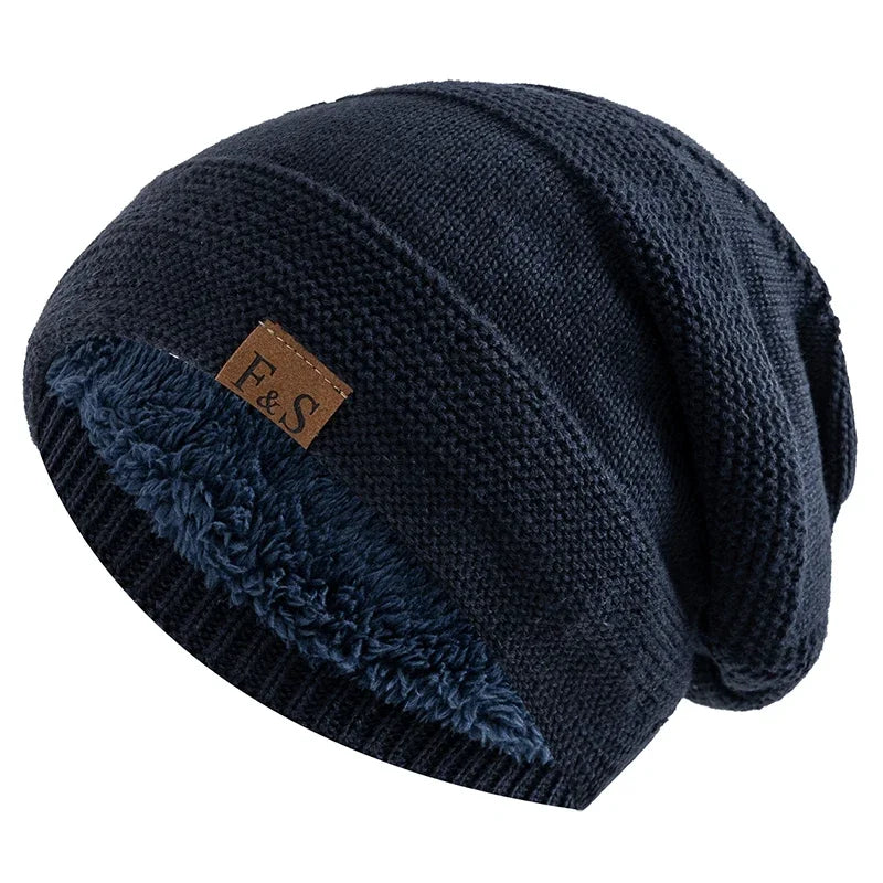 Soft Faux Fur Lined Beanie Hat Slouchy Winter Knit Cap Uses for Men Women Casual Outdoor Activities