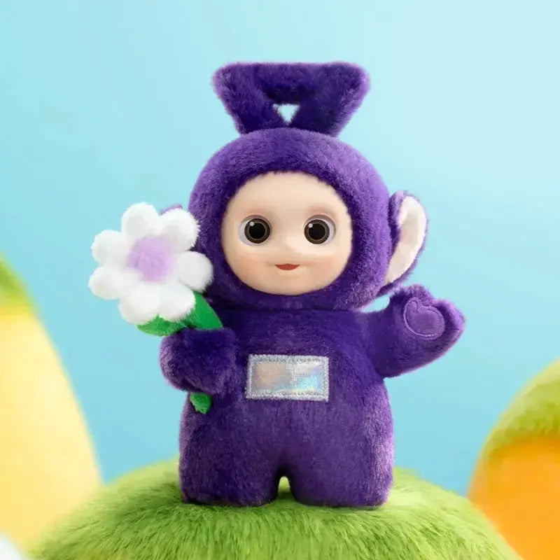 Pendentif Mon Bubu Kawaii Teletubbies Say Hello violet avec fleur blanche