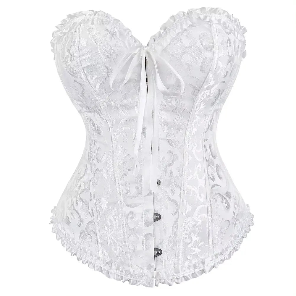 Viktorianisches Corsage-Korsett mit Blumen-Jacquard – Busk-Verschluss vorne