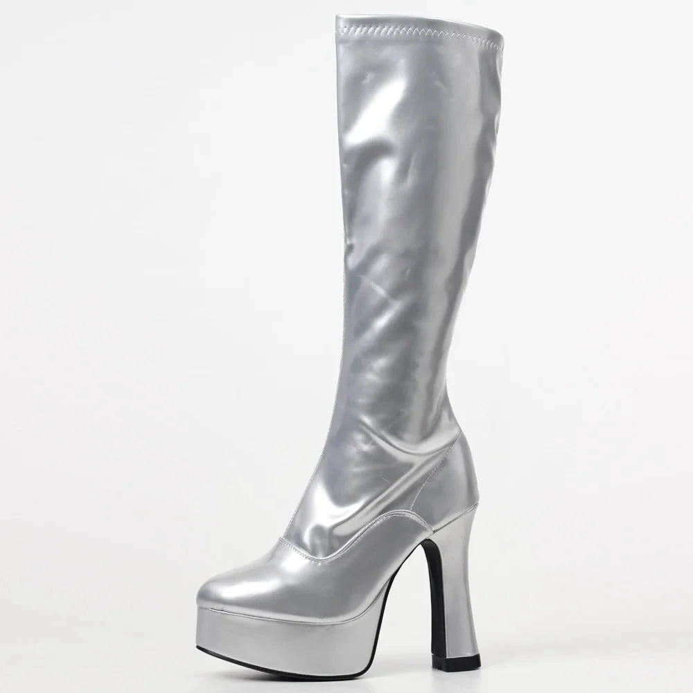 Bottes femme genou haut – Talons épais et plateforme - LSDLBoutique