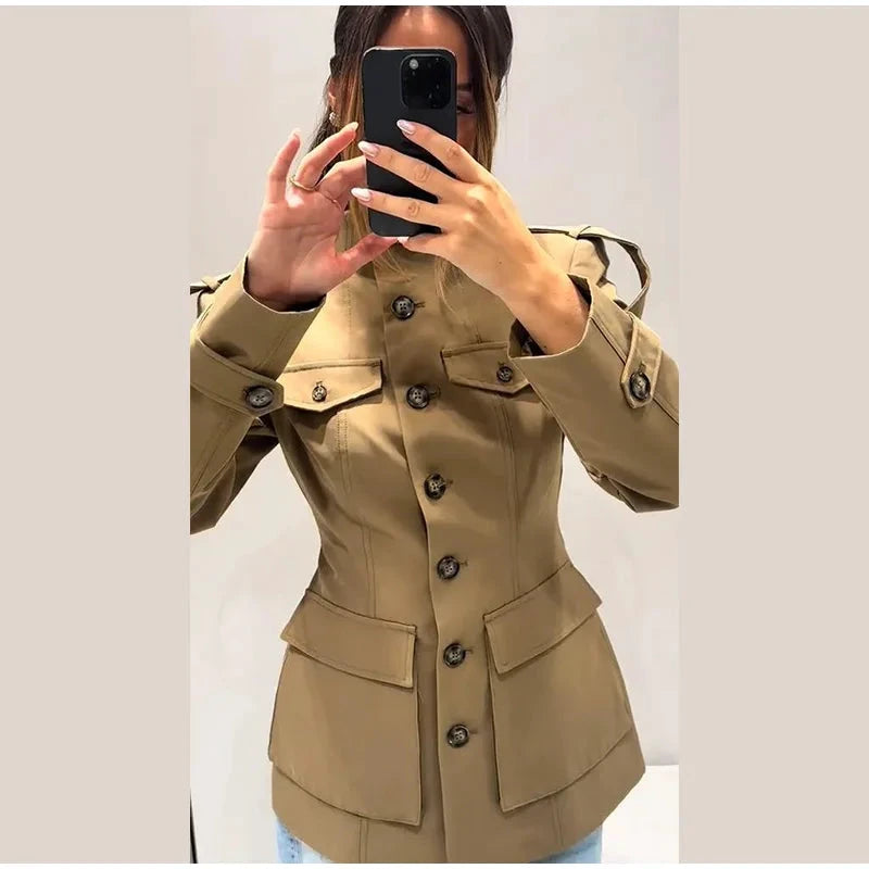 Veste pilote femme marron – Zip et revers - LSDLBoutique