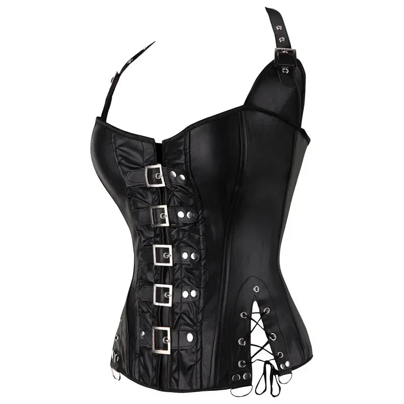 Rückenfreies Korsett aus Kunstleder Steampunk – Gothic-Punk-Stil