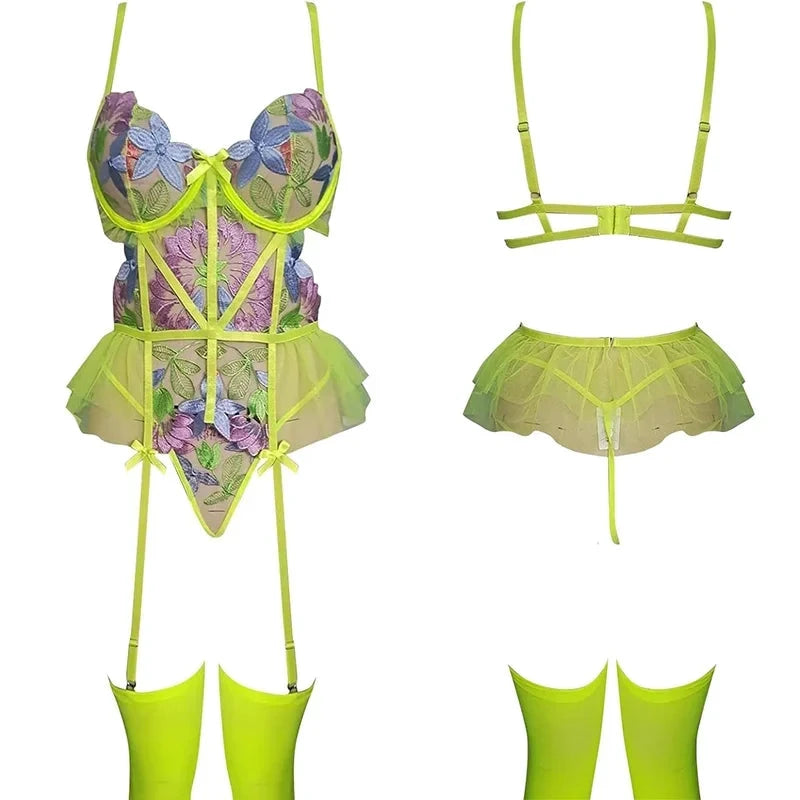 Les Secrets de Léa – Ensemble lingerie brodé dos nu – Midori - LSDLBoutique