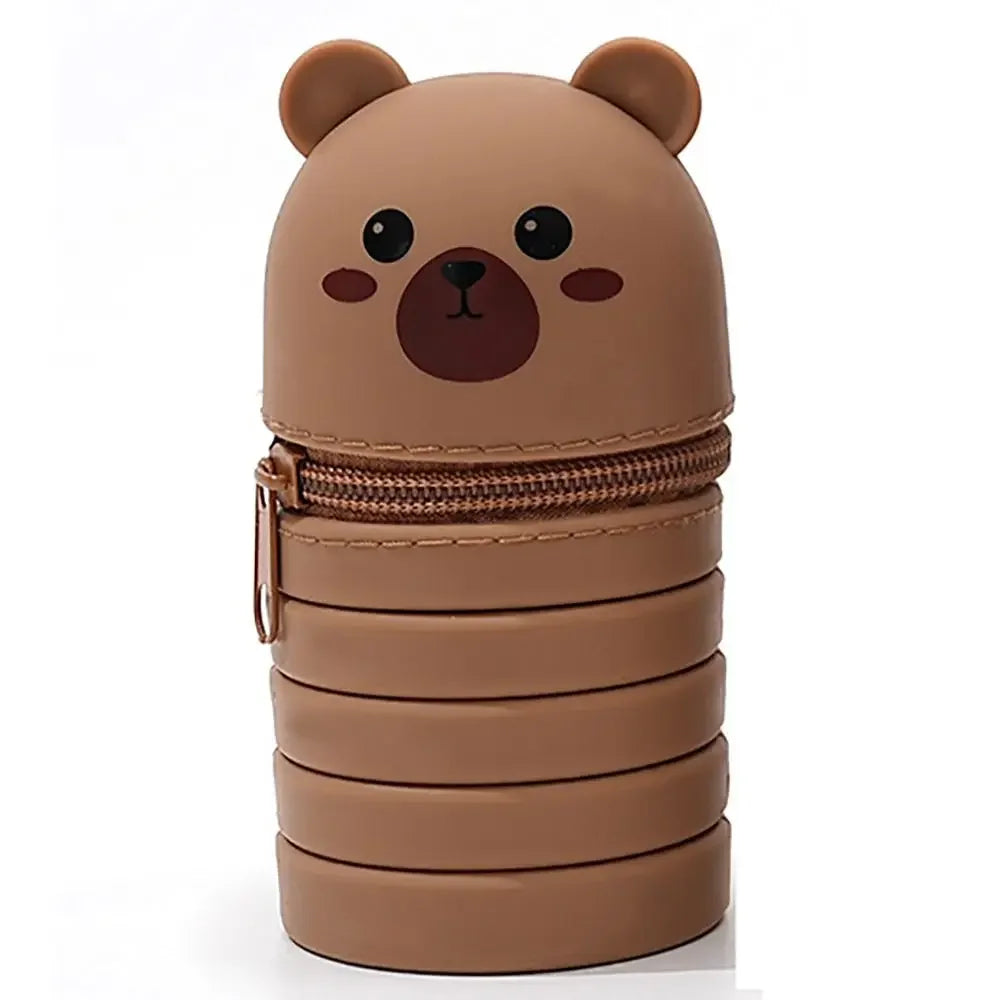 Cartoon Animal Foldable Silicone Pencil Case Flexible Desk Organizer Stationery… – Ours pliable – vue 7 | Les Secrets de Léa