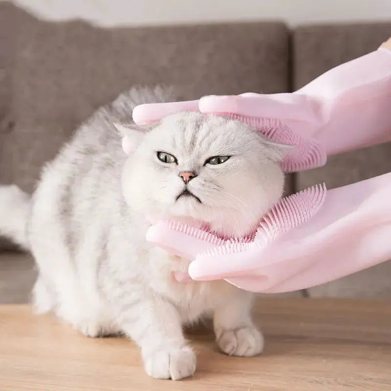 Gant de toilettage en silicone pour chien et chat – rose, LSDLBoutique