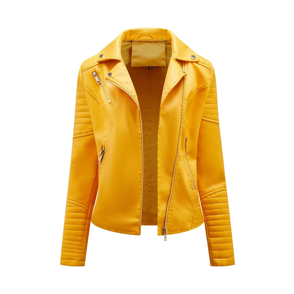 Veste Courte en Cuir Femme – Style Moto