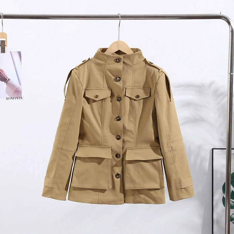 Veste pilote femme marron – Zip et revers - LSDLBoutique
