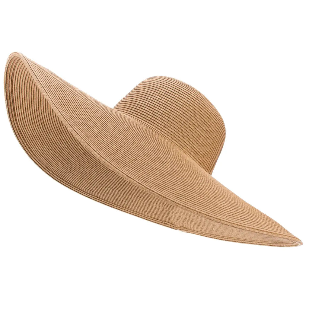 Chapeau de paille pliable à large bord beige, accessoire mode