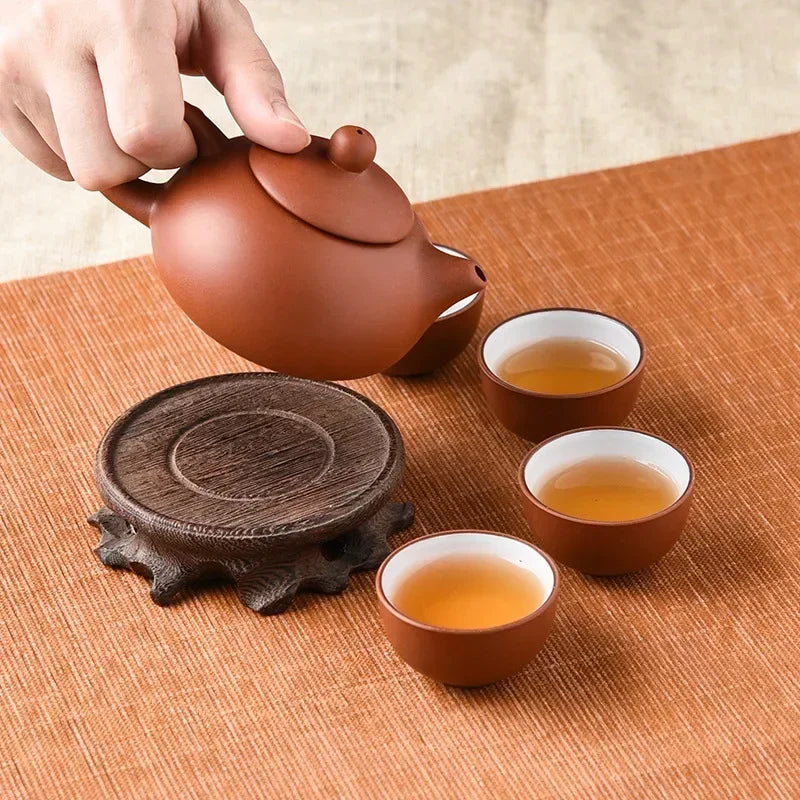 Kung Fu Ceramic Tea Set – 1 Teapot and 4 Cups