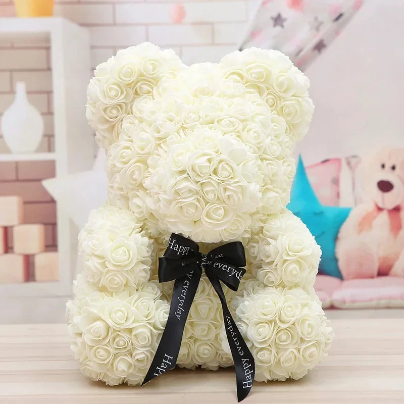 Ourson en roses éternelles avec boîte – 40 cm - LSDLBoutique