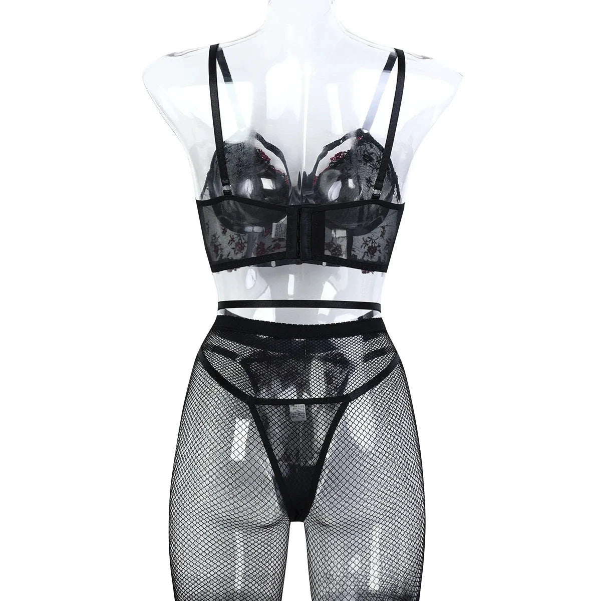 Les Secrets de Léa – Ensemble lingerie corset dentelle noir & rouge – Minnie - LSDLBoutique