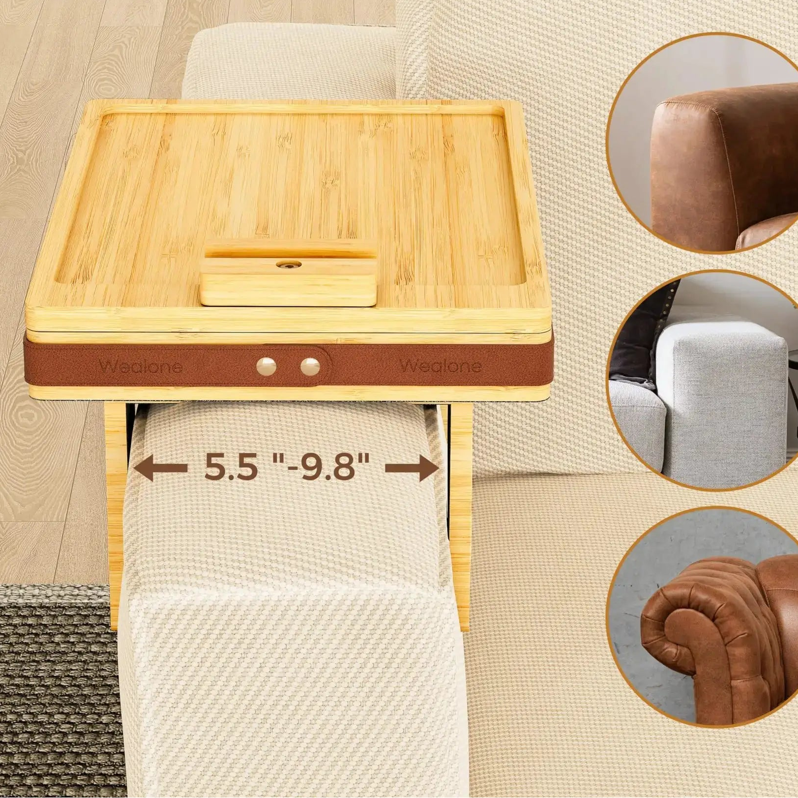Plateau de canapé rotatif  avec boîte de rangement