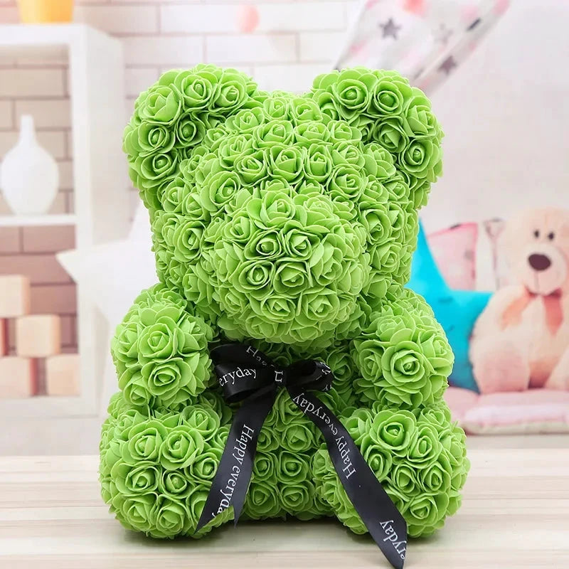 Ourson en roses éternelles avec boîte – 40 cm - LSDLBoutique