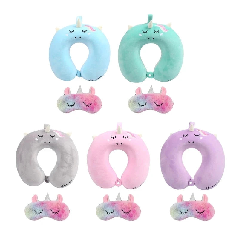 Oreiller de voyage mémoire avec masque yeux – Motif licorne - LSDLBoutique