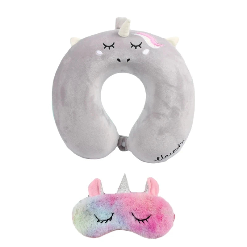 Oreiller de voyage mémoire avec masque yeux – Motif licorne - LSDLBoutique