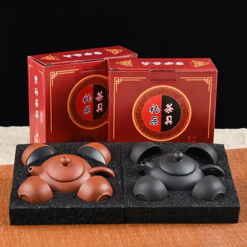 Kung Fu Ceramic Tea Set – 1 Teapot and 4 Cups