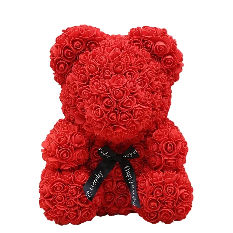Ourson en roses éternelles avec boîte – 40 cm - LSDLBoutique