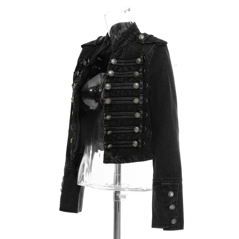 Veste en jean courte fendue à boutons amples - LSDLBoutique