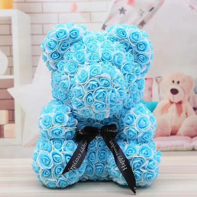 Ourson en roses éternelles avec boîte – 40 cm - LSDLBoutique