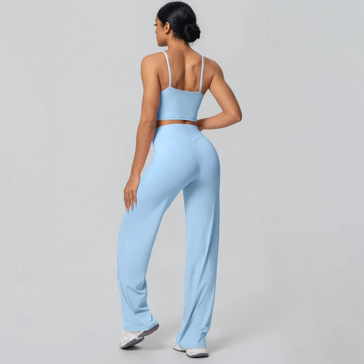 Women's Backless Sports Top and High-Waisted Pants Set