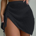 Jupe courte tricot ajouré noir pour femme avec cordon de serrage, LSDLBoutique