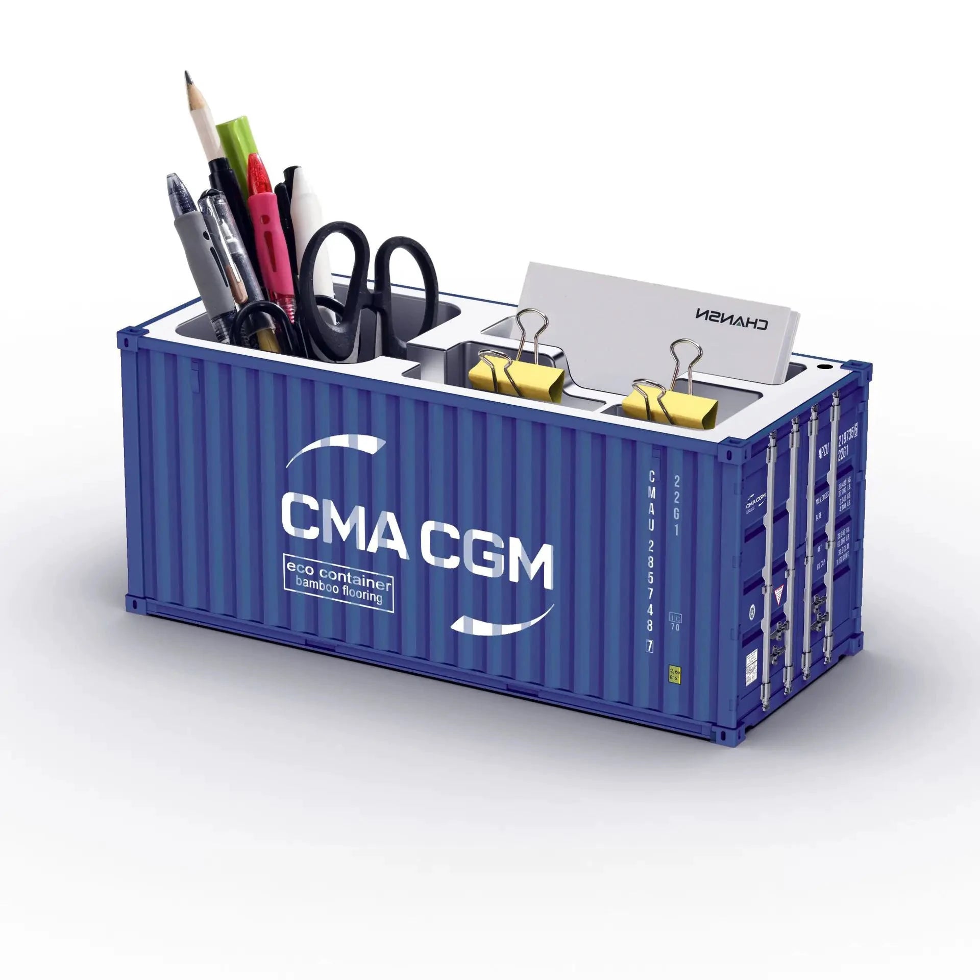 Porte-stylos design conteneur maritime – Rangement de bureau industriel – A22 | Les Secrets de Léa