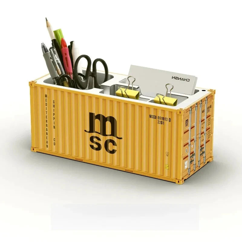 Porte-stylos design conteneur maritime – Rangement de bureau industriel – vue 6 | Les Secrets de Léa
