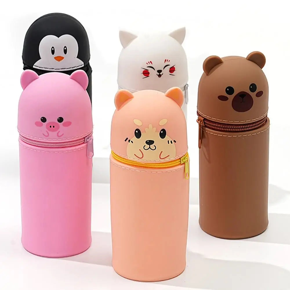 Cartoon Animal Foldable Silicone Pencil Case Flexible Desk Organizer Stationery Storage Bag… – vue 2 | Les Secrets de Léa