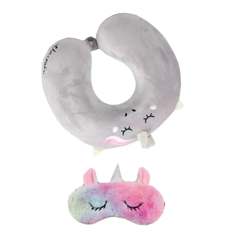 Oreiller de voyage mémoire avec masque yeux – Motif licorne - LSDLBoutique