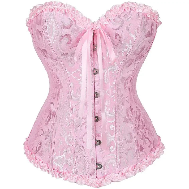 Viktorianisches Corsage-Korsett mit Blumen-Jacquard – Busk-Verschluss vorne