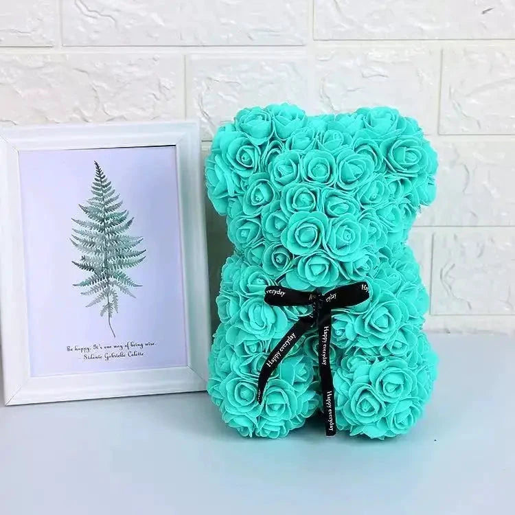 Ourson en roses éternelles avec boîte – 25 cm - LSDLBoutique